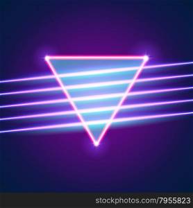 Bright neon lines background with 80s style and triangle
