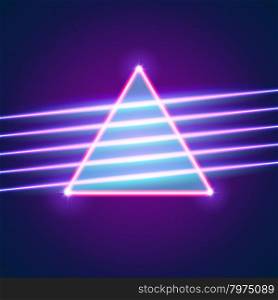 Bright neon lines background with 80s style and triangle
