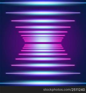 Bright neon lines background with 80s style laser rays