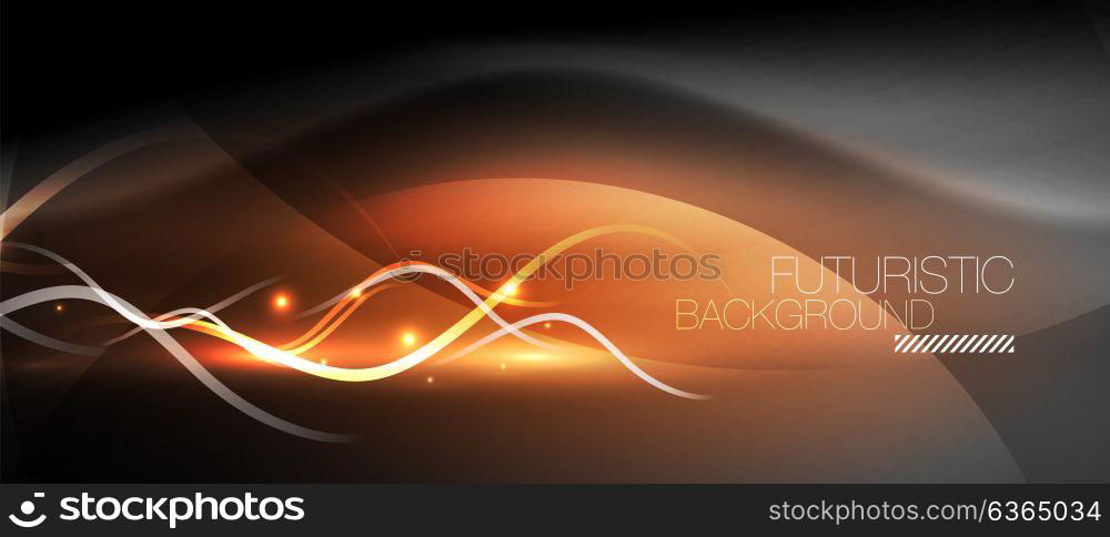 Bright neon lines wave. Bright neon lines wave, motion light trail concept, techno modern art