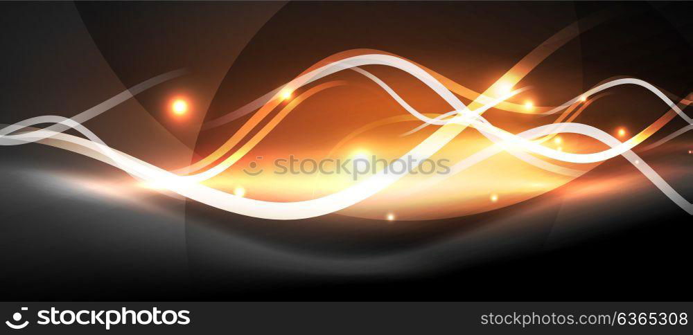 Bright neon lines wave. Bright neon lines wave, motion light trail concept, techno modern art