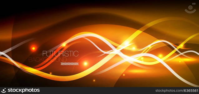 Bright neon lines wave. Bright neon lines wave, motion light trail concept, techno modern art