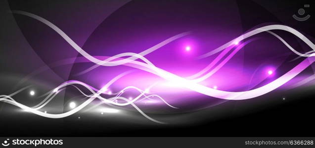 Bright neon lines wave. Bright neon lines wave, motion light trail concept, techno modern art