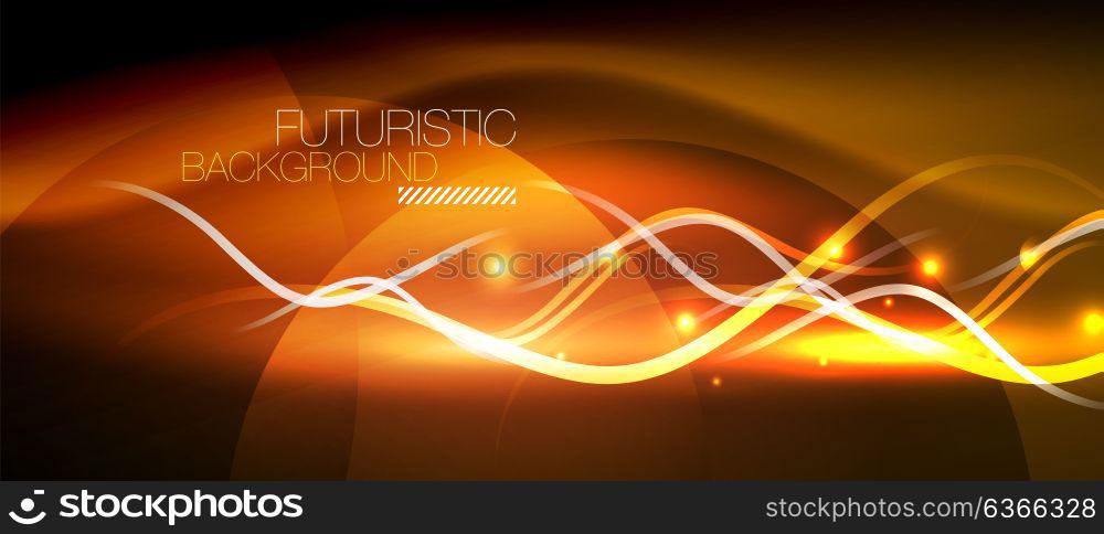 Bright neon lines wave. Bright neon lines wave, motion light trail concept, techno modern art