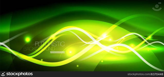 Bright neon lines wave. Bright neon lines wave, motion light trail concept, techno modern art