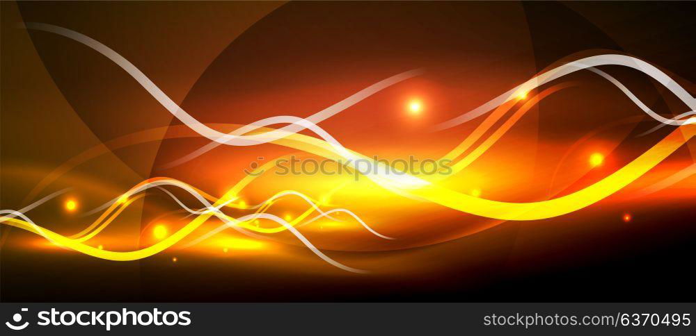 Bright neon lines wave. Bright neon lines wave, motion light trail concept, techno modern art