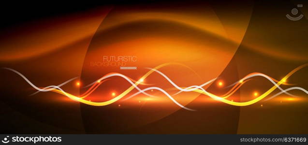 Bright neon lines wave. Bright neon lines wave, motion light trail concept, techno modern art