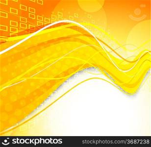 Bright orange background with wave. Abstract illustration