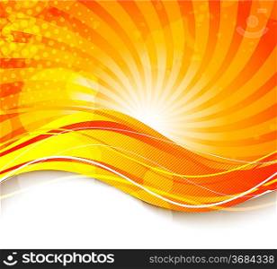 Bright orange wavy background. Abstract colorful illustration