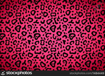 Bright pink cartoon leopard skin, wide detailed background. Pink cartoon leopard skin, wide detailed background