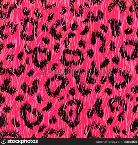 Bright pink realistic leopard skin, detailed seamless patterns. Pink realistic leopard skin, detailed seamless patterns