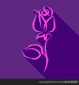 Bright pink rose. Bright pink rose, on a violet background, vector illustration