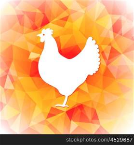 Bright polygon illustration of a hen. Happy Chinese New Year cards. Perfect for decoration designs festive banners, postcards, posters. Vector illustration.
