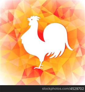 Bright polygon illustration of a rooster. Happy Chinese New Year cards. Perfect for decoration designs festive banners, postcards, posters. Vector illustration.