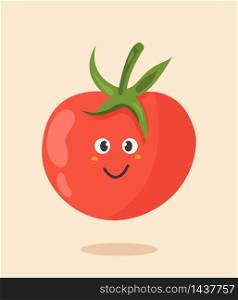 Bright poster with cute cartoon tomato.. Bright poster with cute cartoon tomato
