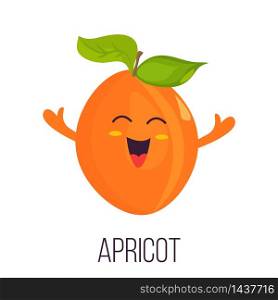 Bright poster with cute laughing apricot.. Bright poster with cute laughing apricot
