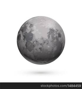 Bright realistic moon with texture isolated on white. Bright realistic moon with texture on white
