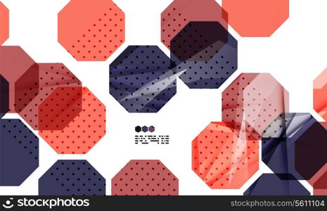 Bright red and blue textured geometric shapes isolated on white - modern design template