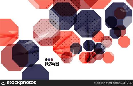 Bright red and blue textured geometric shapes isolated on white - modern design template