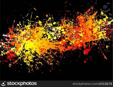 Bright red and yellow ink splat background with stream of colour