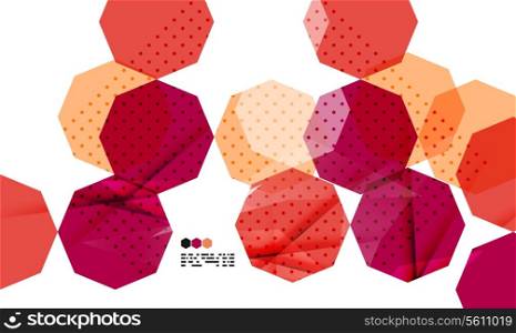 Bright red textured geometric shapes isolated on white - modern design template
