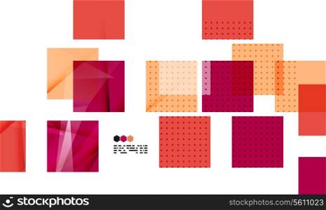 Bright red textured geometric shapes isolated on white - modern design template