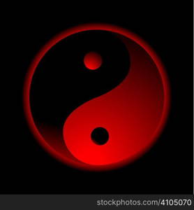 bright red ying yang logo with outer glow