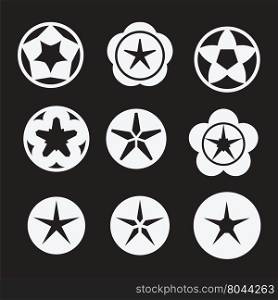bright star icon set on dark background vector illustration