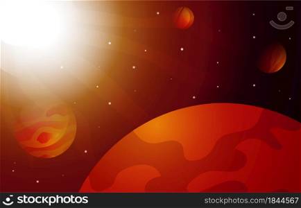 Bright Sun Planet Star Sky Space Universe Exploration Illustration