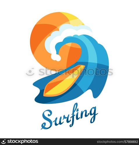 Bright surfing illustration or print for t-shirts.. Bright surfing illustration or print for t-shirts
