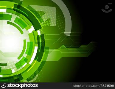 Bright tech background in dark green color