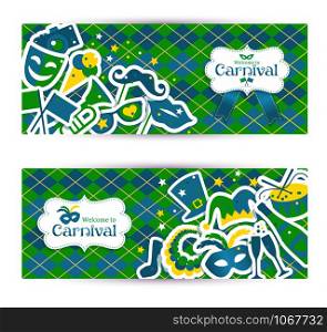Bright vector carnival banners and sign Welcome to Carnival. Bright vector carnival banners