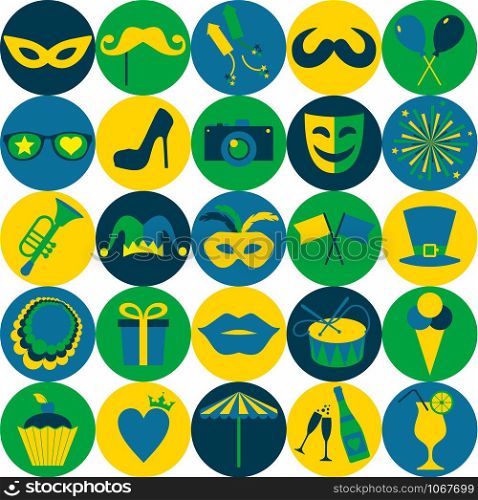 Bright vector carnival icons. Seamless pattern.. Bright carnival icons. Seamless pattern.