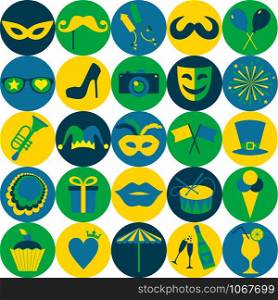Bright vector carnival icons. Seamless pattern.. Bright carnival icons. Seamless pattern.