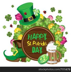 Bright vector composition on a transparent background for the holiday of St. Patrick