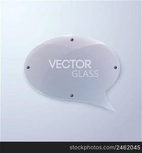 Bright web concept with glass speech balloon on gray light background isolated vector illustration. Bright Web Concept