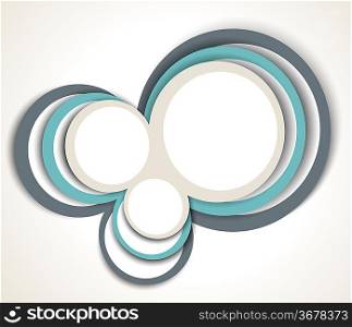 Bright white background with abstract color circles