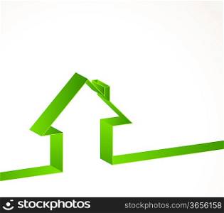 Bright white background with line of house
