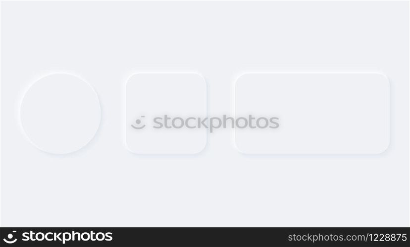 Bright white gradient buttons. Internet symbols isolated on a background. Neumorphic effect icons