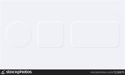Bright white gradient buttons. Internet symbols isolated on a background. Neumorphic effect icons
