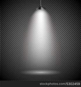 Bright with Lighting Spotlights Lamp with Transparent Effects on a Plaid Dark Background. . Empty Space for Your Text or Object. EPS10. Bright with Lighting Spotlights Lamp