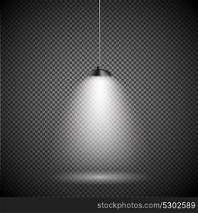 Bright with Lighting Spotlights Lamp with Transparent Effects on a Plaid Dark Background. . Empty Space for Your Text or Object. EPS10. Bright with Lighting Spotlights Lamp