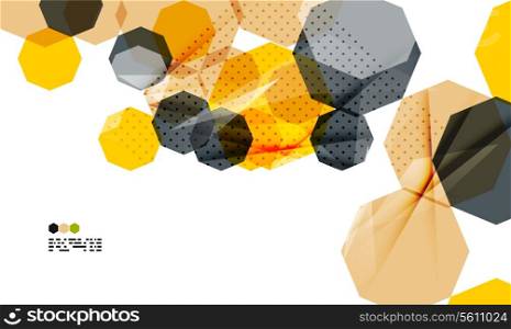 Bright yellow and dark textured geometric shapes isolated on white - modern design template