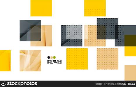 Bright yellow and dark textured geometric shapes isolated on white - modern design template