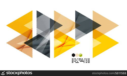 Bright yellow and dark textured geometric shapes isolated on white - modern design template