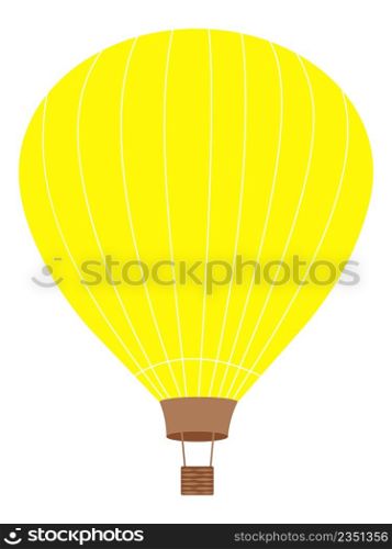 Bright yellow flying balloon. Balloon vector on white background isolated object. Flight transport