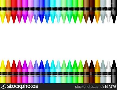Brightly colored crayon border with room to add your own text