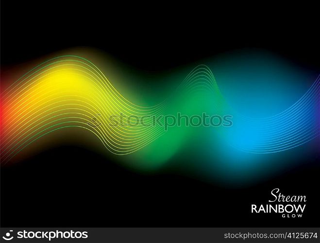 Brightly colored rainbow background with flowing wavy lines