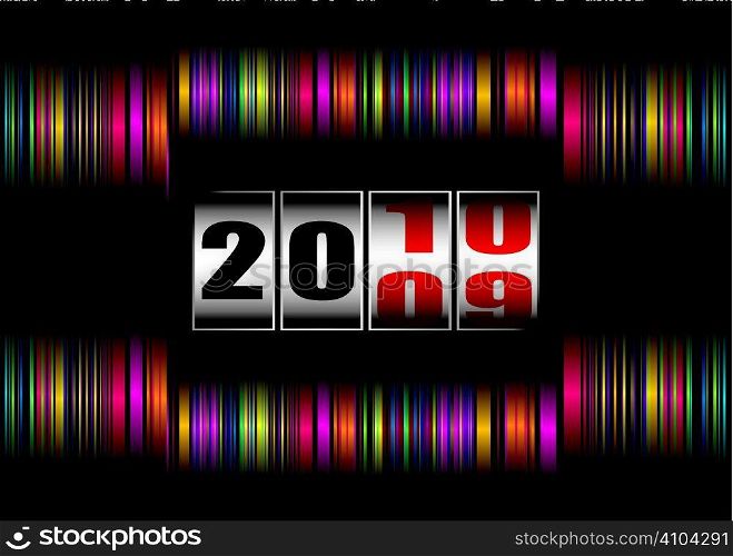 Brightly colored rainbow background with new year clock dial