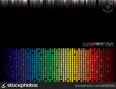 Brightly coloured abstract rainbow background with square pattern